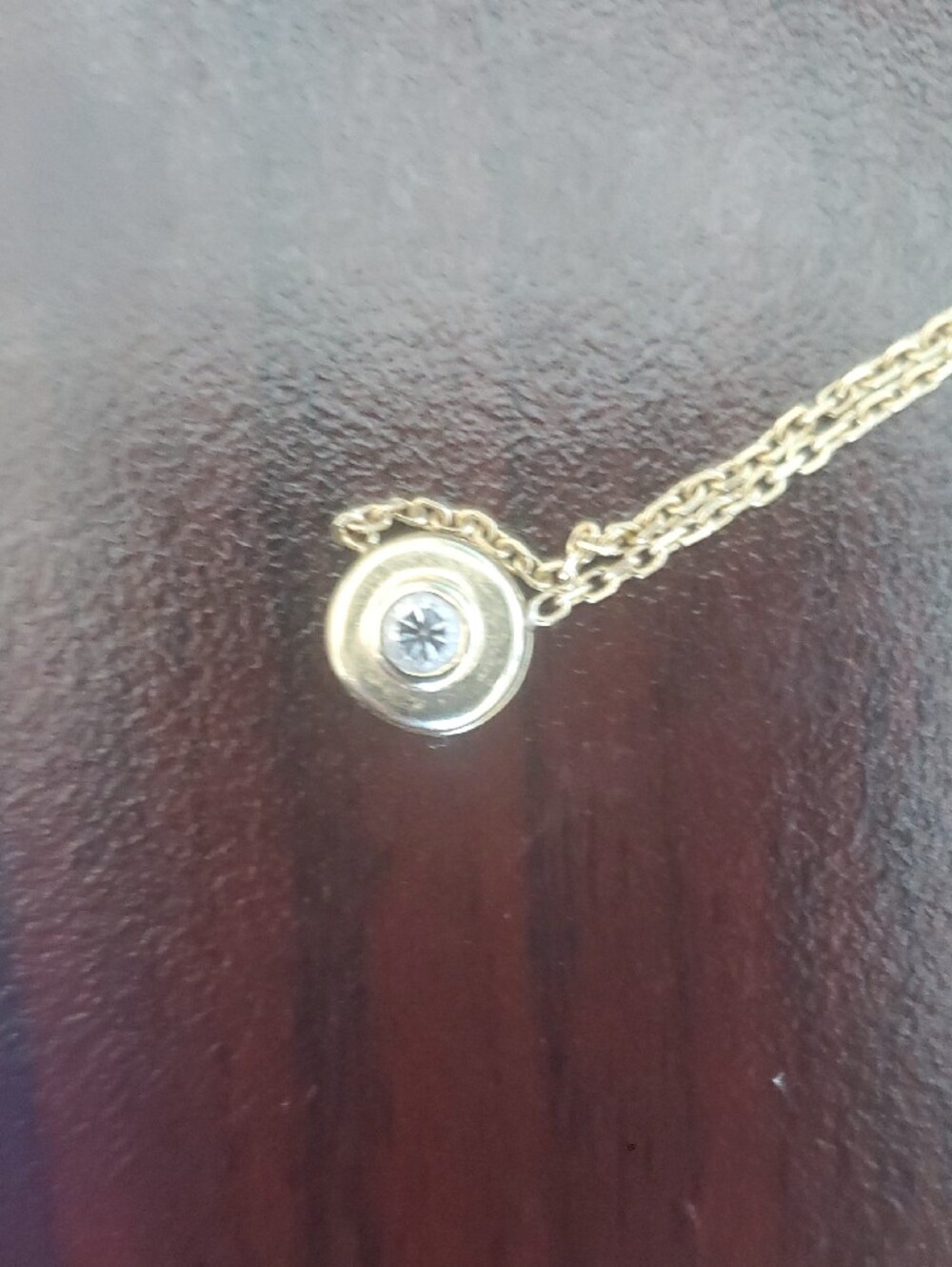 14 K Gold Round Pendant Necklace with Center Stone - Picture 6 of 6
